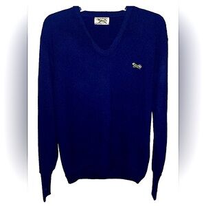 Vintage Men’s The Fox Sweater JCpenny 80’s Navy Blue V Neck Size Medium
